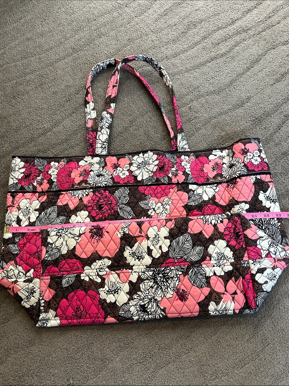 Vera Bradley Large Tote Mocha Rouge Tote EUC - Picture 7 of 8